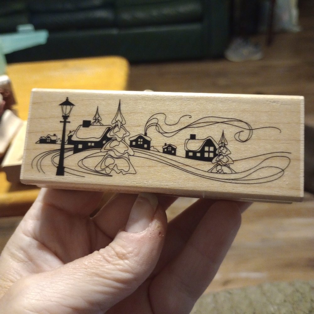 Winter Village Rubber Stamp